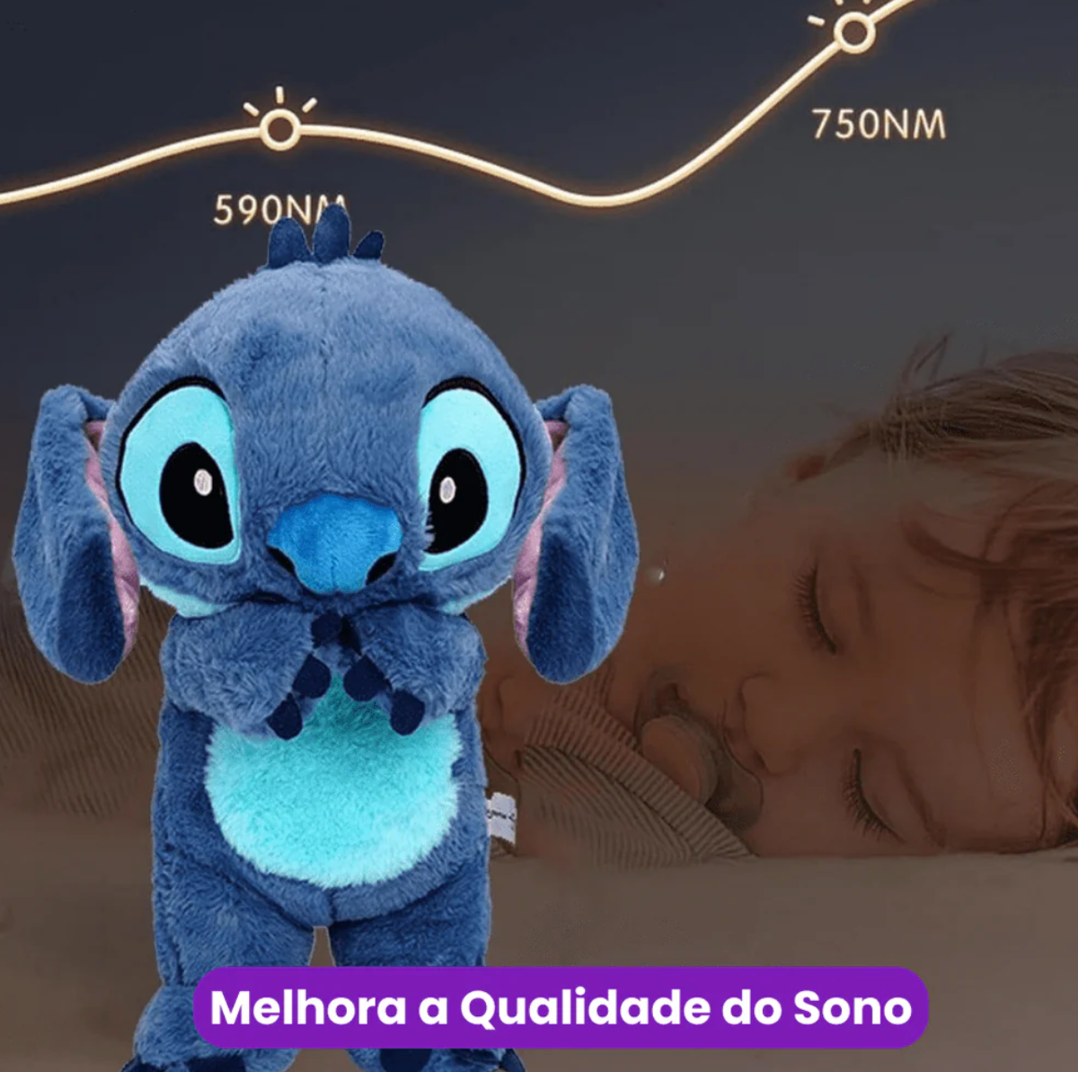 Stitch que Respira: Pelúcia que Mexe as Orelhas e Ajuda no Sono