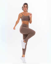 Conjunto Fitness 2 Peças Calça + Top Cor Café