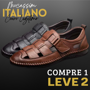 Mocassim Sandália Ortopédica Italiano de Couro Legítimo [COMPRE 1 LEVE 2]