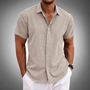 Camisa Masculina Manga Curta Linho Santorini [BRINDE EXCLUSIVO]