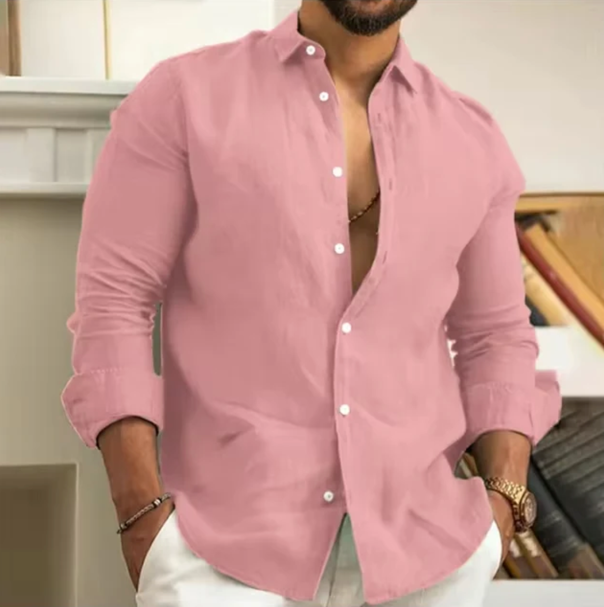 Camisa de Linho Premium Masculina + Brinde