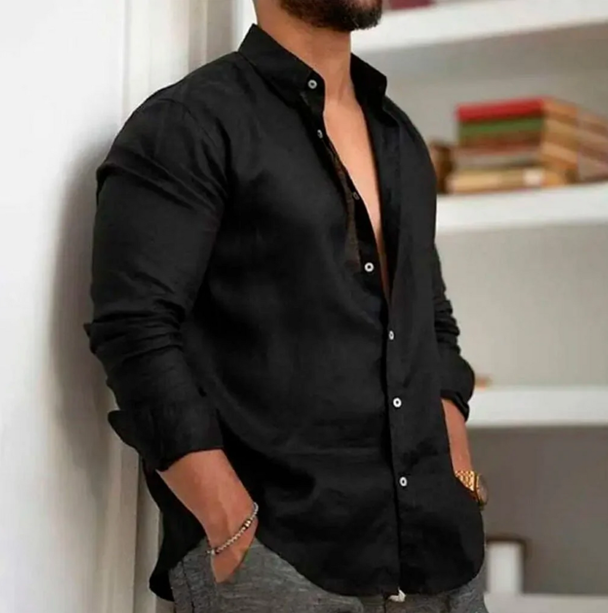 Camisa de Linho Premium Masculina + Brinde