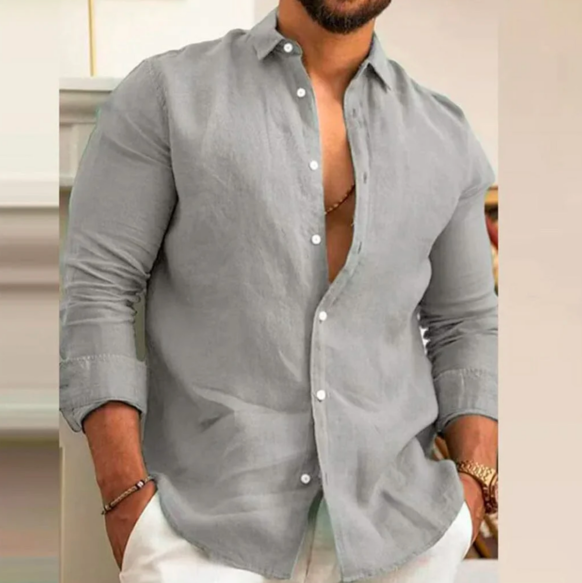 Camisa de Linho Premium Masculina + Brinde