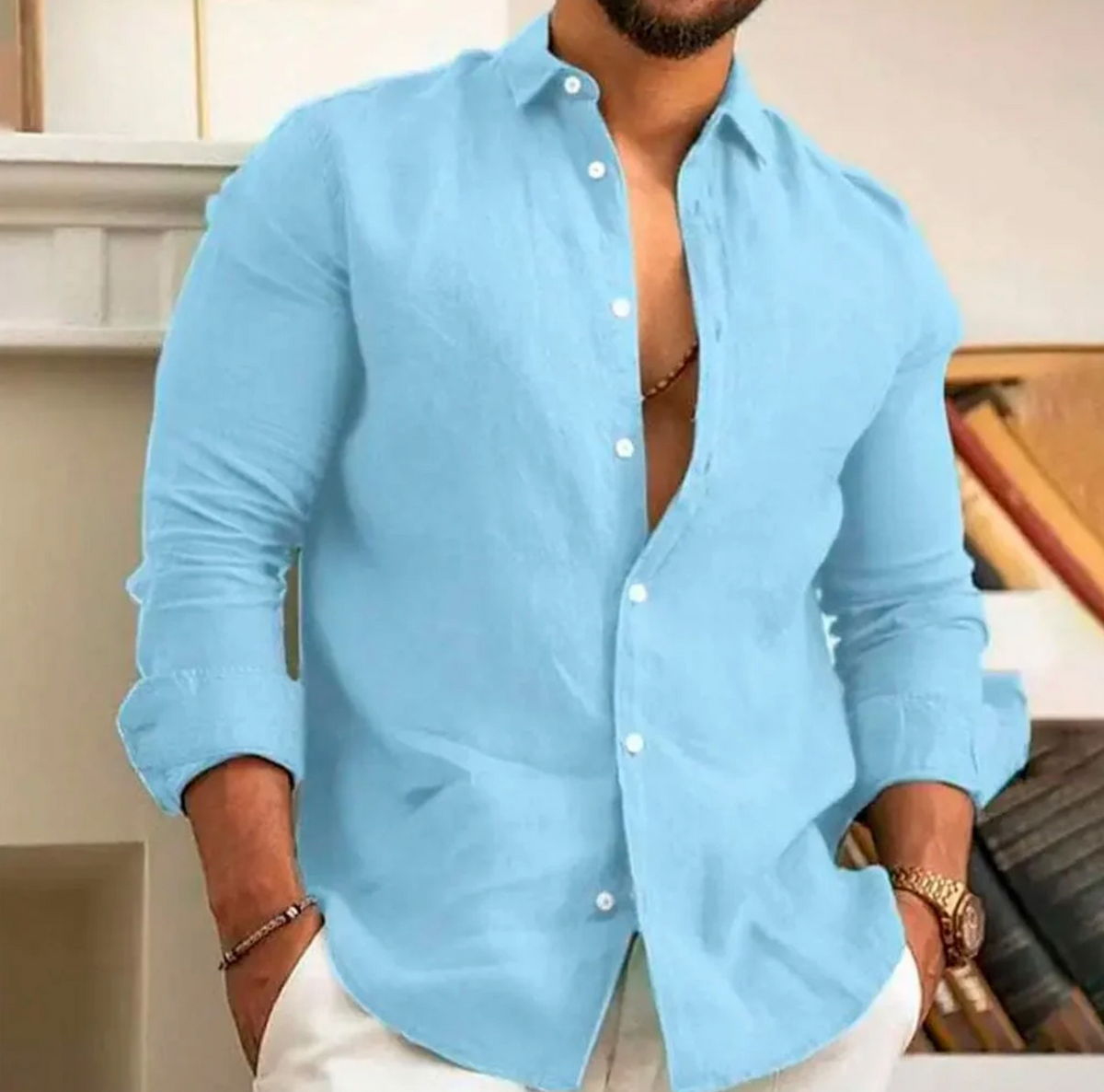 Camisa de Linho Premium Masculina + Brinde