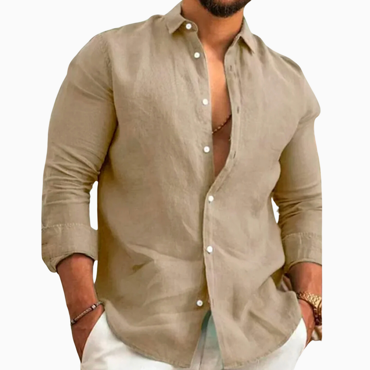 Camisa de Linho Premium Masculina + Brinde